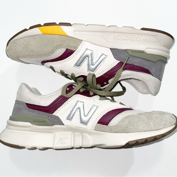New Balance Shoes - New Balance Maroon Green Suede Sneakers